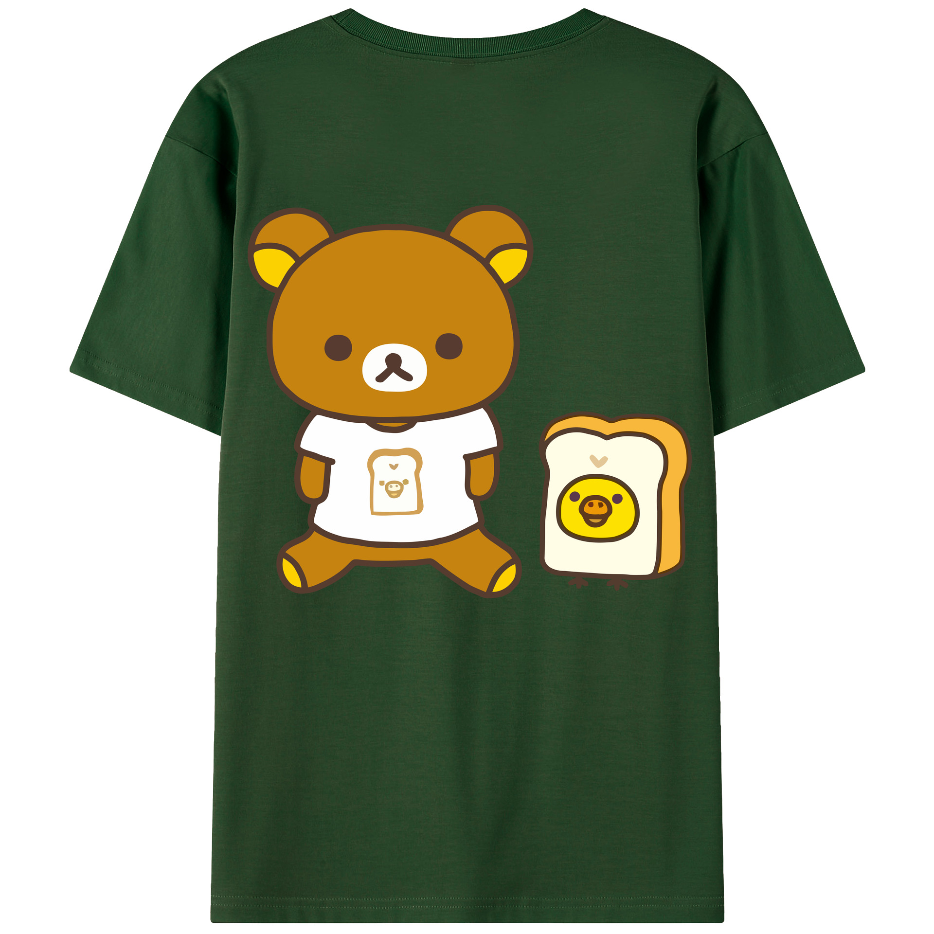 （画像用） リラックマ リラックマ キイロイトリ Rilakkuma Korilakkuma Kiiroitori 綿100％半袖Tシャツ（背面プリント）